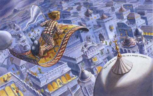 The sixth is to fly on a magic carpet